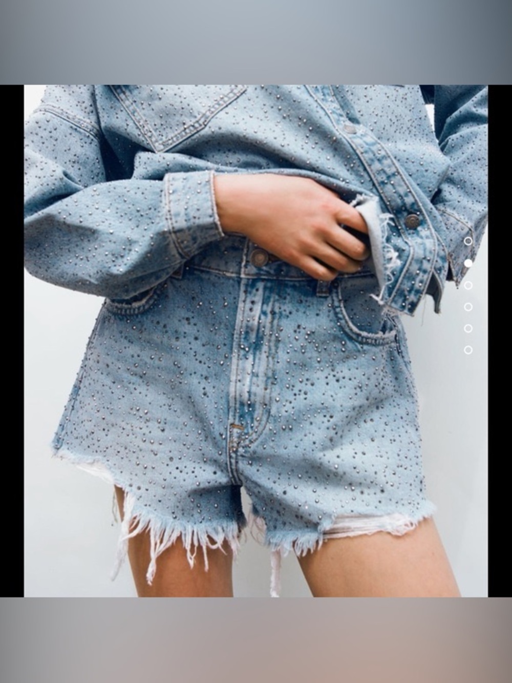 Zara Rhinestone Denim Shorts Size 8